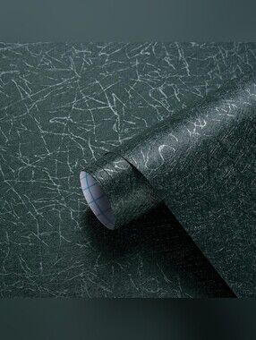 Safiyya Dark Green Silk Texture Wallpaper 393" x 17.3" Waterproof Peel & Stick